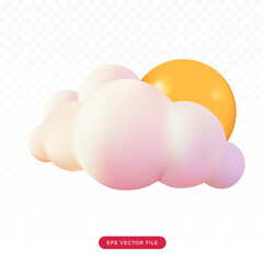 3d cute sun cloud pastel. 3d cartoon render style