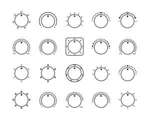 Icon Adjustment Knob. Heat-Cold, Left-Right, Power, Switching, Mode, Setting, Selection. Vector sign in simple style isolated on white background.