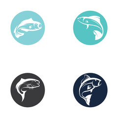 Fish logo, fishinghook, fish oil and seafood restaurant icon. With vector icon concept design illustration template