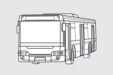 Black outline transport illustration, bus image on white background. Vector design object - 488782764