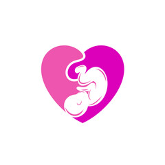 fetus icon combined with love icon, vector art.