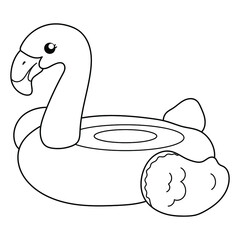 Inflatable flamingo. Coloring. Coloring book for children. Summer coloring.