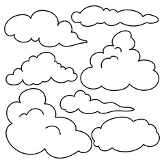 Set of clouds. Coloring. Coloring book for children. Summer coloring.