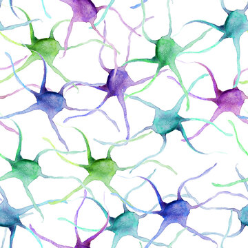 Neural networks abstract watercolor seamless pattern. Template for decorating designs and illustrations.	
