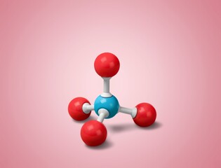 Photo of a molecular atom model on a desk - obrazy, fototapety, plakaty