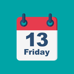 Friday the 13th calendar. Vector illustration flat design. Isolated on white background. Superstition and prejudice. Mystical mysterious number.