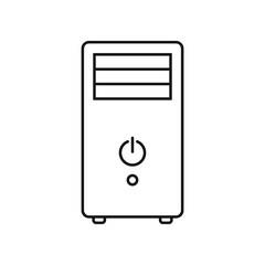 Computer case PC line icon. linear style sign for mobile concept and web design. cpu tower box outline vector icon.
