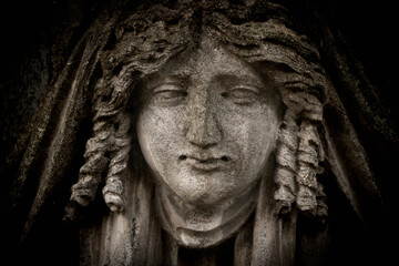 Fargment of an ancient stone statue of Goddess Hera is eldest daughter Kronos and Rei, sister and wife of Zeus.