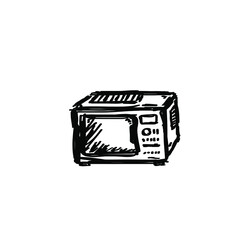 Microwave logo icon sign emblem Kitchen cooking equipment Hand drawn sketch Abstract design Dirty pencil style Fashion print clothes apparel greeting invitation card textile banner cover poster flyer