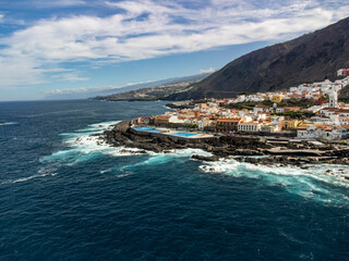Fototapeta premium Aerial view on colonial old town Garachico on Tenerife, Canary islands, Spain