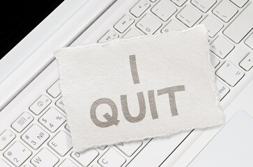 Note on a keyboard. Great resignation concept