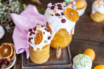 Easter cake Easter holiday fragrant yeast sweet pastrie dessert celebratory holiday orthodox christians easter treat healthy meal food snack on the table copy space food background