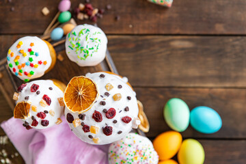 Easter cake Easter holiday fragrant yeast sweet pastrie dessert celebratory holiday orthodox christians easter treat healthy meal food snack on the table copy space food background