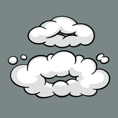 Comic cloud or smoke, cartoon vector motion effects, and explosions