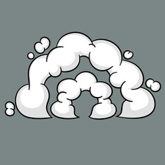 Comic cloud or smoke, cartoon vector motion effects, and explosions