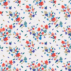 Seamless floral pattern, vector seamless background with spring flowers. Organic flat style vector illustration.