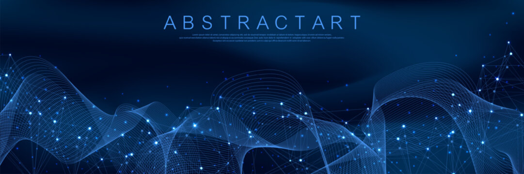 Technology abstract lines and dots connection background. Connection digital data and big data concept. Digital data visualization. Vector illustration