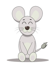 Cute hand drawn gray mouse vector illustration. Field wild mouse.