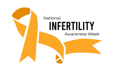 National Infertility Awareness Week. Vector illustration  with orange ribbon on white - obrazy, fototapety, plakaty