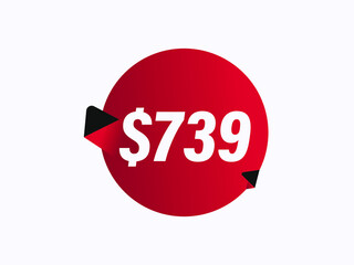 $739 USD sticker vector illustration