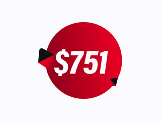 $751 USD sticker vector illustration