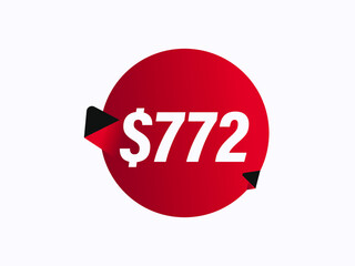 $772 USD sticker vector illustration