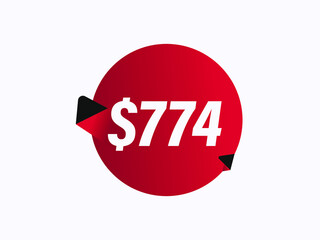$774 USD sticker vector illustration