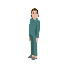The man is standing in home clothes and slippers. A character for animation. All the details are on separate layers.