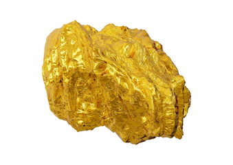 Big gold nugget isolated on white background