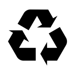 Recycling sign on a white background. Black arrows move in a circle. Environment protection. 