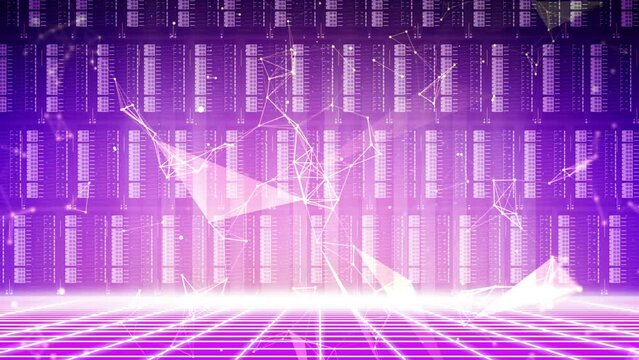 New Metaverse Technology Servers with Blinking Lights 4K Animation Concept Background. Modern tech abstract backdrop