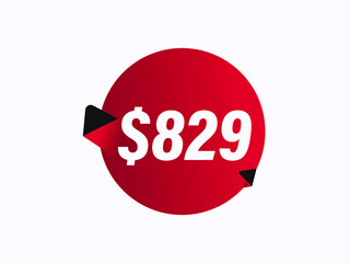 $829 USD sticker vector illustration