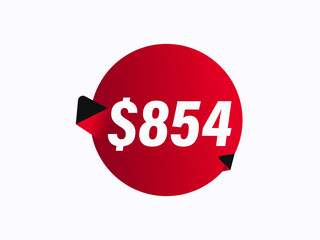 $854 USD sticker vector illustration