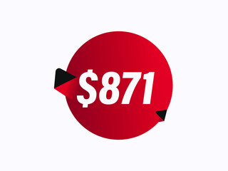 $871 USD sticker vector illustration