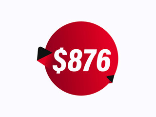 $876 USD sticker vector illustration
