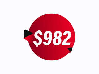 $982 USD sticker vector illustration