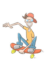 Cartoon Skater - jump with skate board