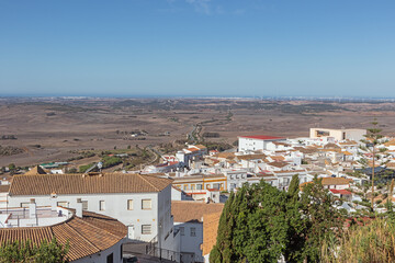 Medina Sidonia and its surroundings with Cadiz and the Atlantic Ocean on the horizon