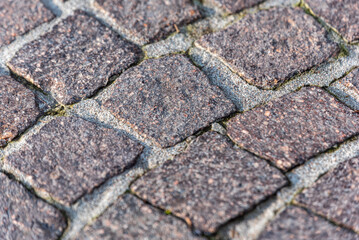 Pflastersteine aus Granit, Nahaufnahme
