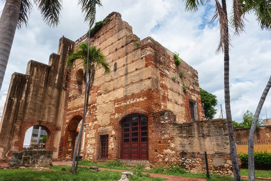 Ruin of the Hospital of San Nicolas de Bari in colonial zone of Santo Domingo, the oldest hospital in Americas was recognized by UNESCO, historic and travel background, Dominican Republic