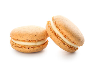 Sweet macaroons isolated on white background
