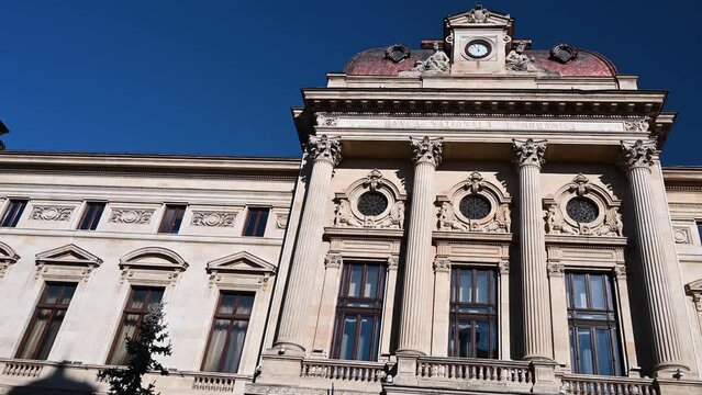 Beautiful view of the National Bank of Romania in the center of Bucharest