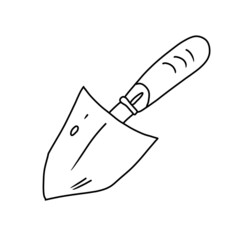 Lineart showel. Gardening set. Line art collection. Black icon on White background. 