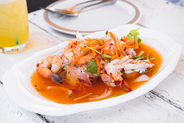 Thai spicy seafood salad