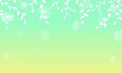 Abstract spring or summer background. Yellow and blue gradient background with glares and branches 