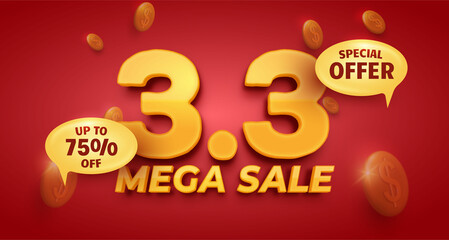 Fototapeta premium 3.3 Mega sale special offer banner template