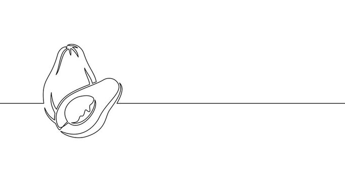 Animation of an image drawn with a continuous line. Avocado.