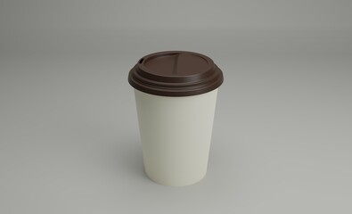 3d rendering of a paper coffee cup. Realistic mockup coffee cup.