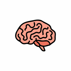 brain doodle icon, vector color line illustration
