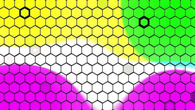 Honeycombs in motion - Colored geometric background